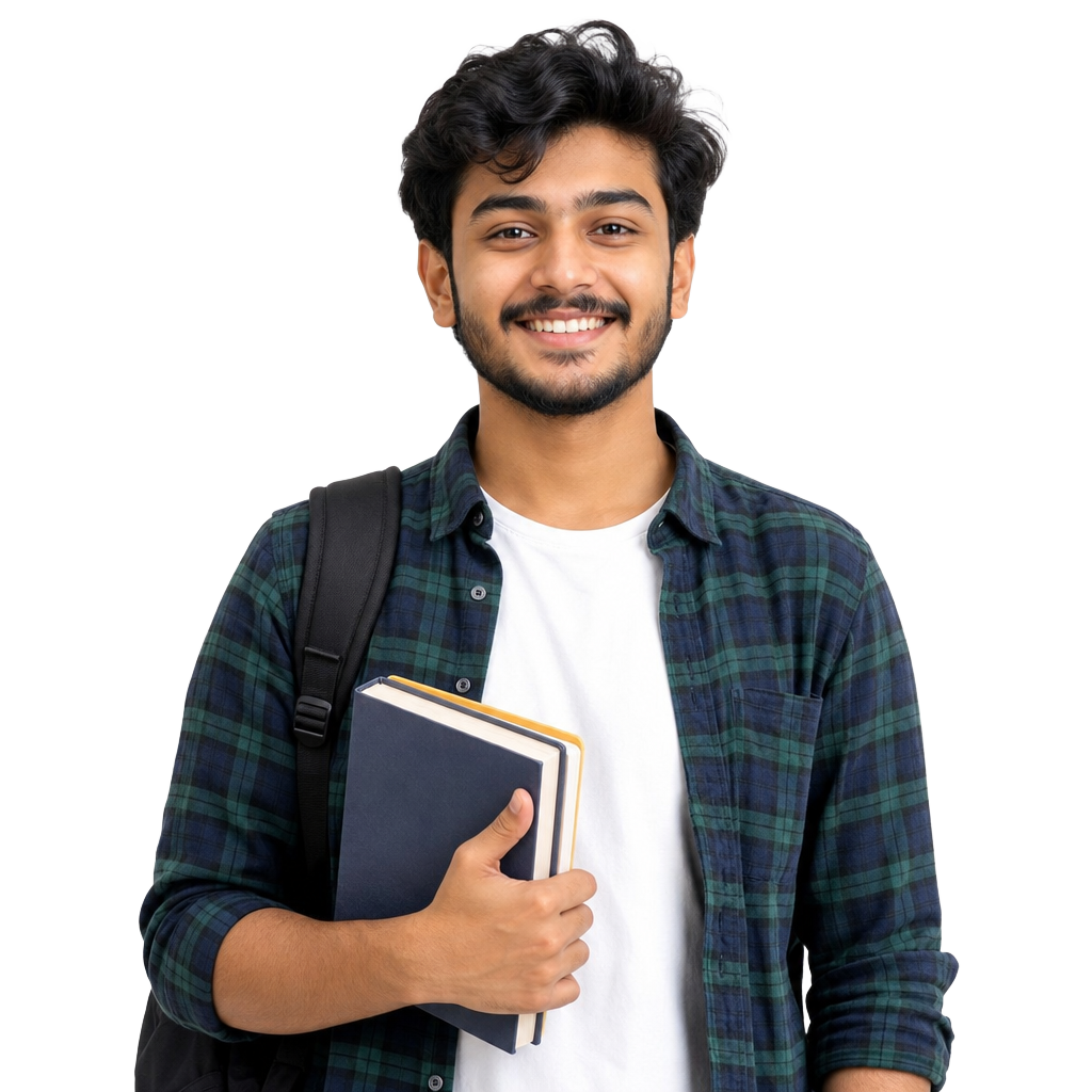 Student holding books